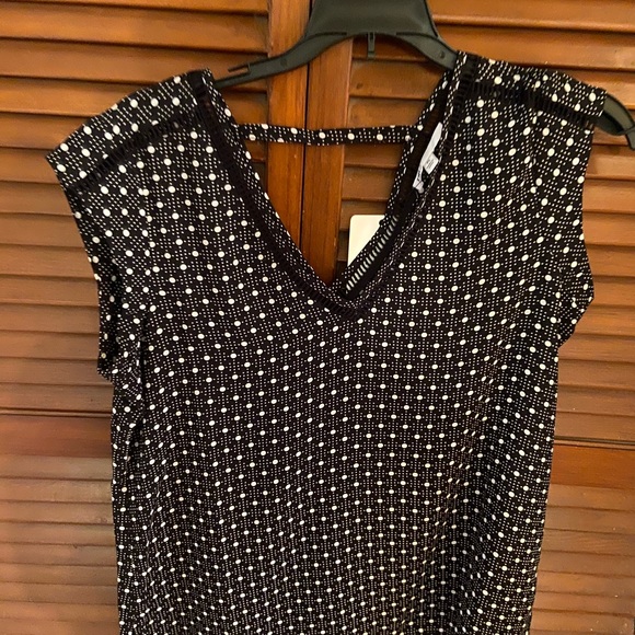 Dr2 Daniel Rainn Cap Sleeve Pointelle Blouse Black - Picture 3 of 4